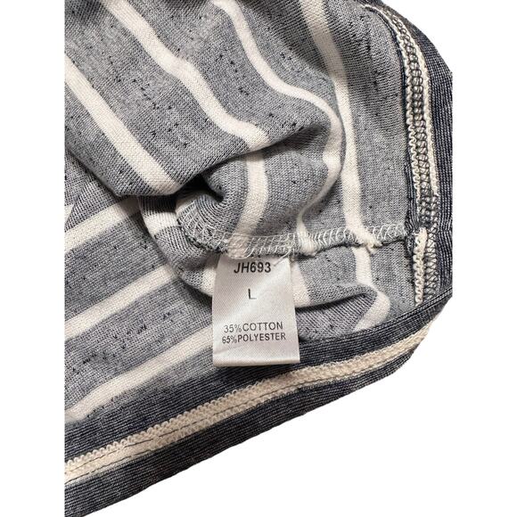 THML Mara Off (or On) The Shoulder Knit Top Size Large Blue and White - Picture 5 of 7